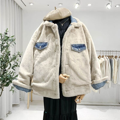 Damen-Jeansjacke in Übergröße mit Fleece-Futter - Maelis