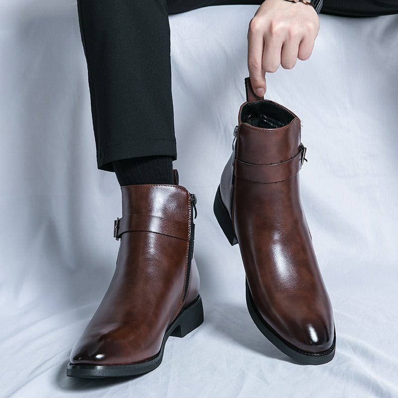 Herrenstiefel aus Kunstleder mit seitlicher Schnalle - Sergio