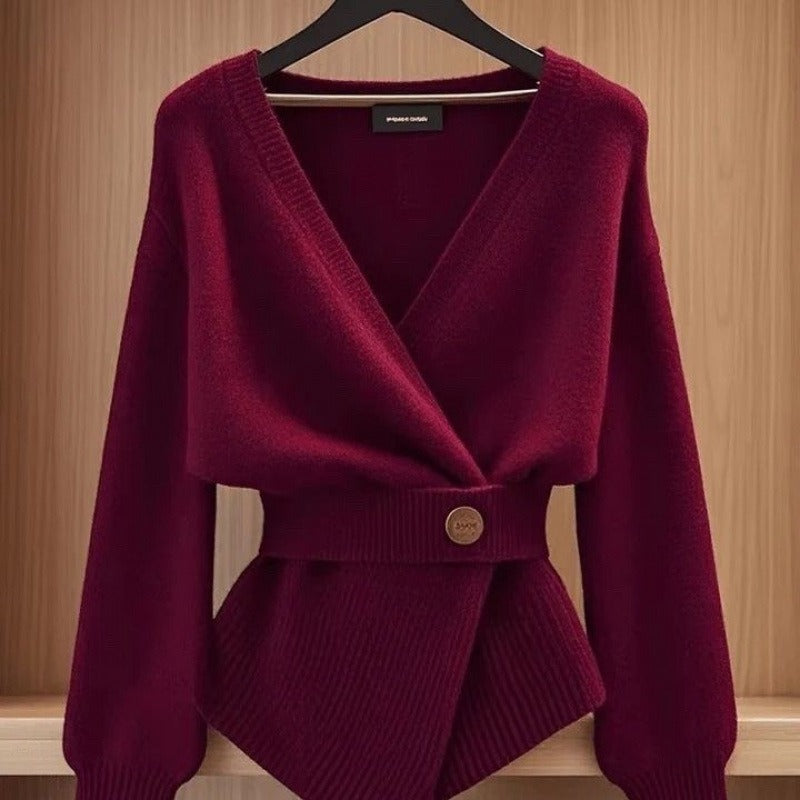 Eleganter Damenpullover aus Rippenstrick mit Gürteldetail - Matildee
