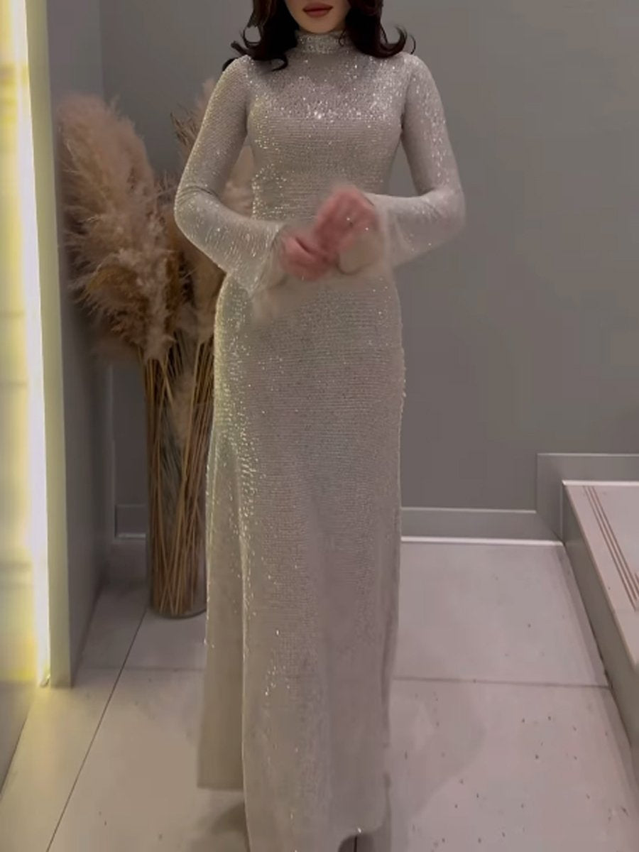 Fenra - Pailletten Feder Nähte Kleid