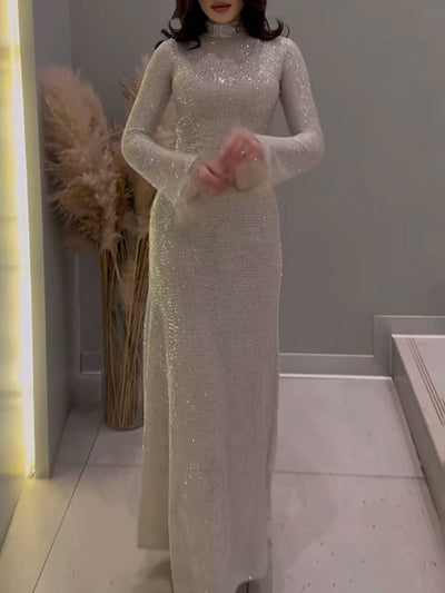 Fenra - Pailletten Feder Nähte Kleid