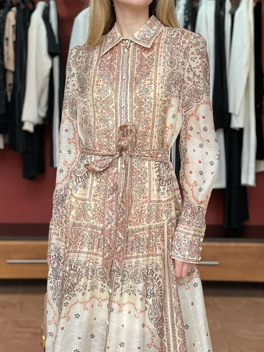 Elena - Einreihiges Maxikleid mit Platzierungsdruck