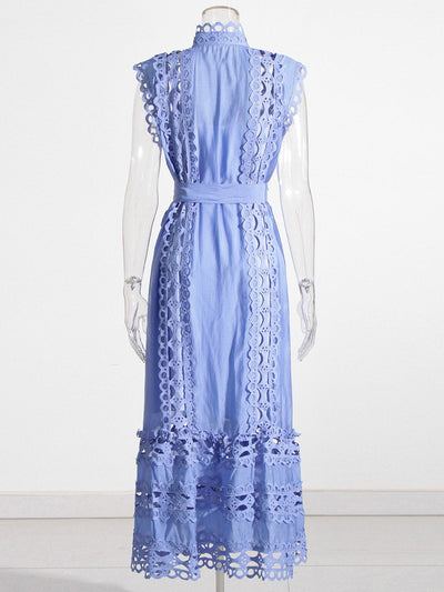 Eschten - Ärmelloses, hohl geschnittenes solides Maxikleid