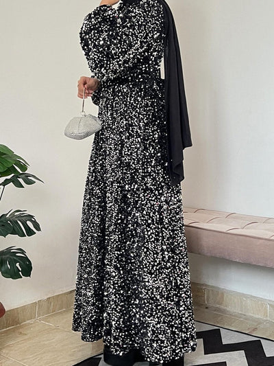 Natash - Langärmeliges Paillettenkleid mit Rundhalsausschnitt