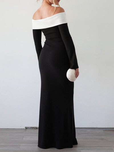 Sahan - Schulterfreies Kontrast-Hüftkleid