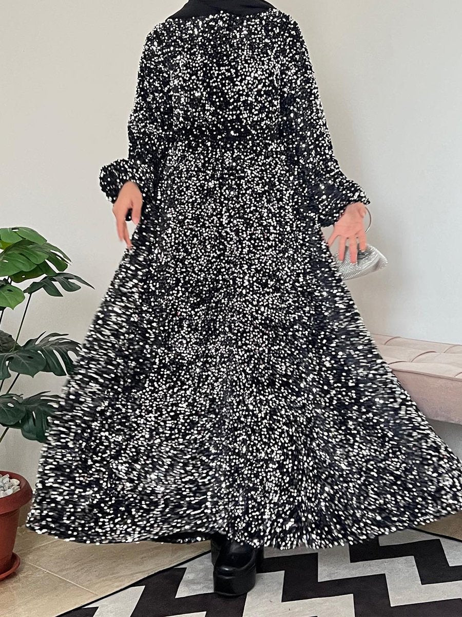 Natash - Langärmeliges Paillettenkleid mit Rundhalsausschnitt