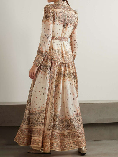 Elena - Einreihiges Maxikleid mit Platzierungsdruck