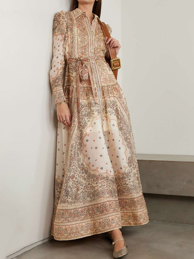 Elena - Einreihiges Maxikleid mit Platzierungsdruck