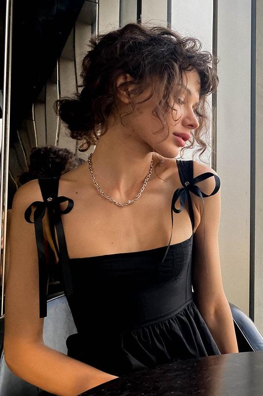 Kayla - Minikleid mit Riemchen und Schleife an den Schultern