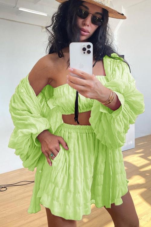 Leylani Dreiteiliges Set aus strukturiertem Chiffon