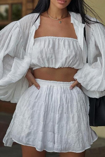 Leylani Dreiteiliges Set aus strukturiertem Chiffon