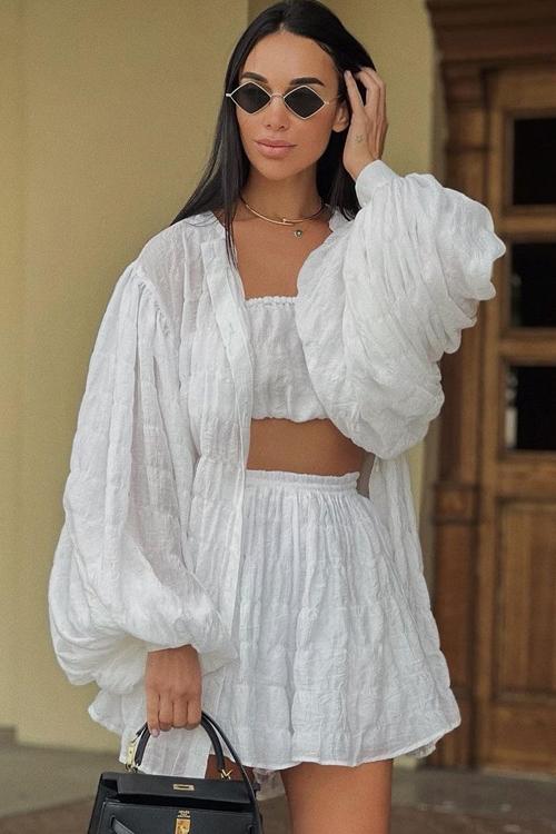 Leylani Dreiteiliges Set aus strukturiertem Chiffon