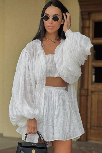 Leylani Dreiteiliges Set aus strukturiertem Chiffon