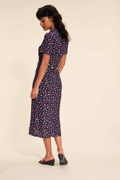 Mabel - Midi-Hemdkleid mit V-Ausschnitt und Knöpfen