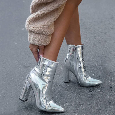 Camila - Stilvolle Metallic-Stiefeletten mit klobigem Absatz