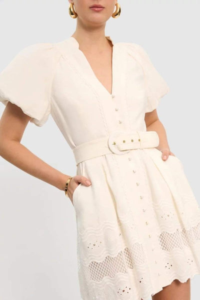 Miranda - Minikleid mit besticktem V-Ausschnitt