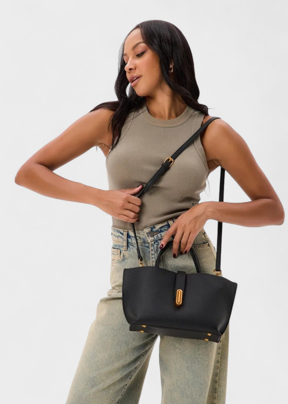 Damen Tragetasche Kunstleder strukturiert elegantes Design - Noiré