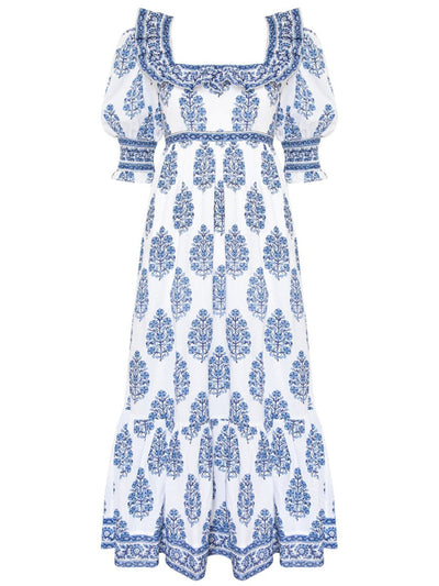 Balina - Blaues bedrucktes Sommerkleid