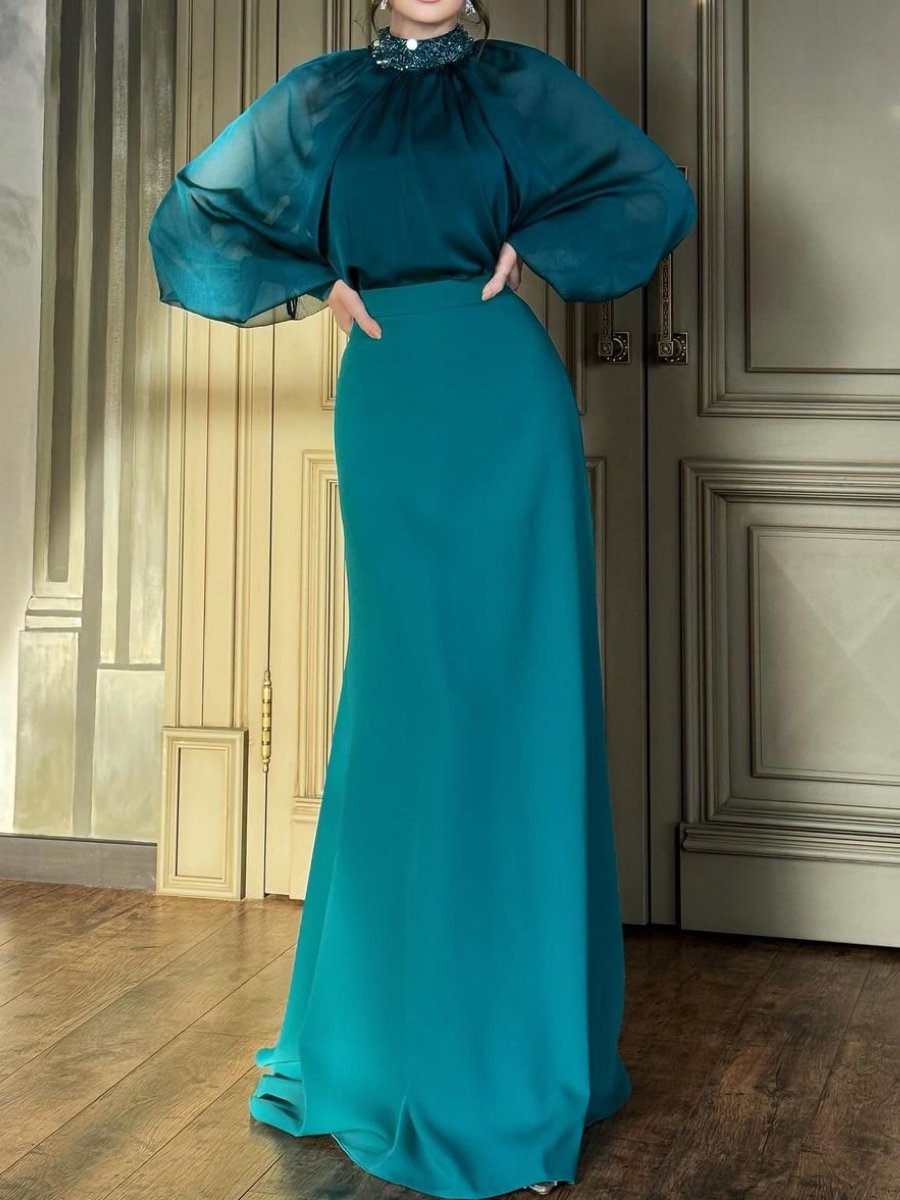Fresta - French Style - Retro Court Style Elegantes Langes Kleid - Zweiteiliges Set