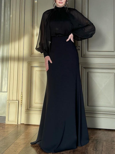 Fresta - French Style - Retro Court Style Elegantes Langes Kleid - Zweiteiliges Set