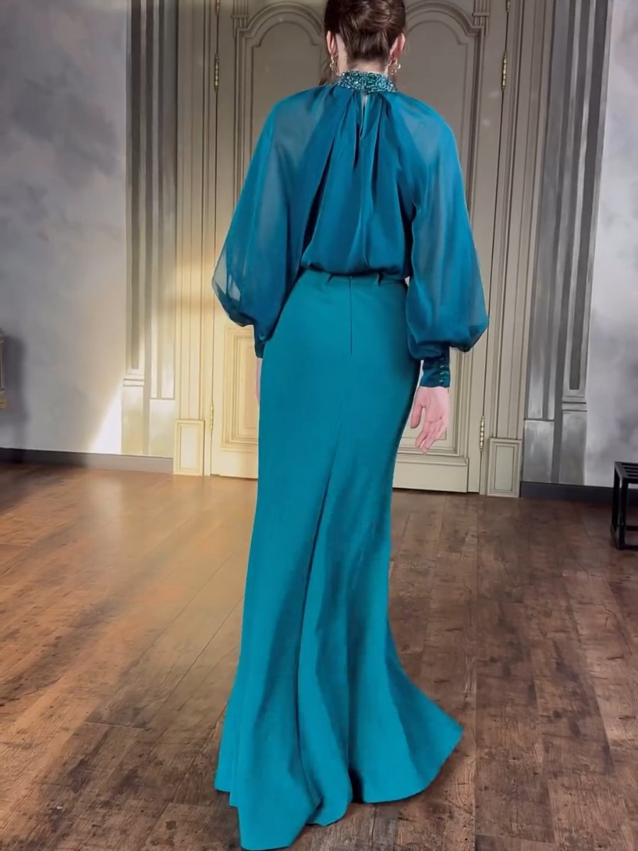 Fresta - French Style - Retro Court Style Elegantes Langes Kleid - Zweiteiliges Set