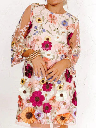 Flaura - Dreidimensionale Blumenmode Kurzes hippes Kleid