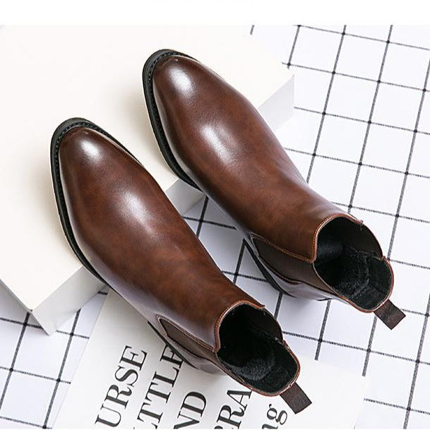 Herren Lederstiefelette mit seitlichem Gummizug - Heberto