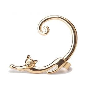 Versilberte Damenohrringe geschwungenes Katzendesign - Greta