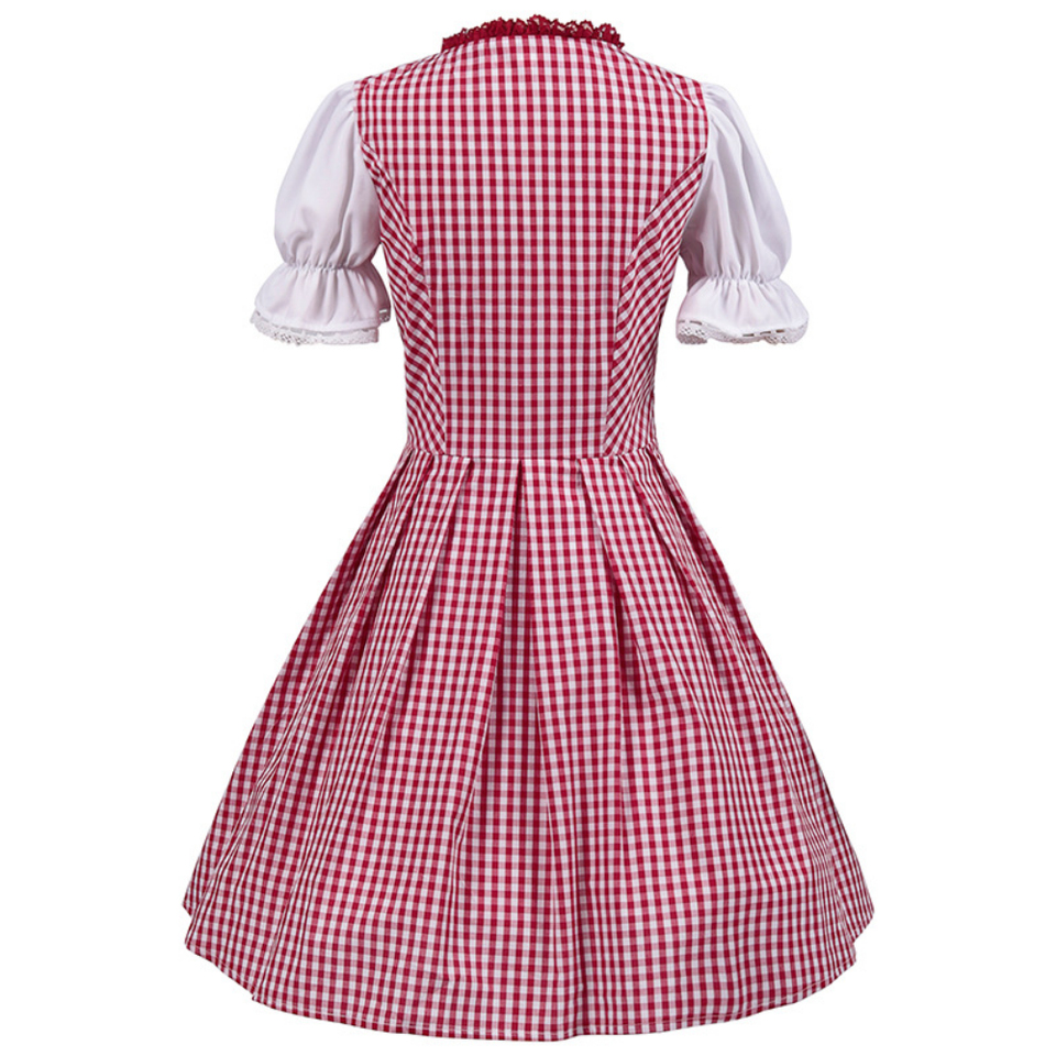 Dirndl Damen Klassisch Kariert Rot-Weiß - Mallela