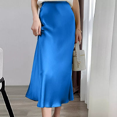Eleganter und femininer A-Linien-Rock aus Satin mit hoher Taille - Elaine