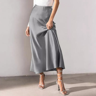 Eleganter und femininer A-Linien-Rock aus Satin mit hoher Taille - Elaine