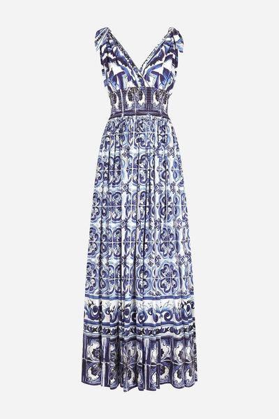 Tanja - bedrucktes Maxikleid mit geknoteten Trägern