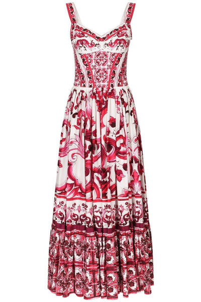 Susanne - bedrucktes Maxikleid mit gerafften Trägern