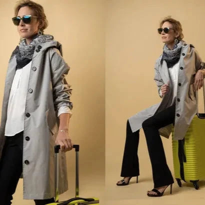 Damen Trenchcoat in Übergröße mit leichter Kapuze - Simona