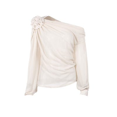 Margaret - Einzigartige Chiffonbluse mit einer Schulter