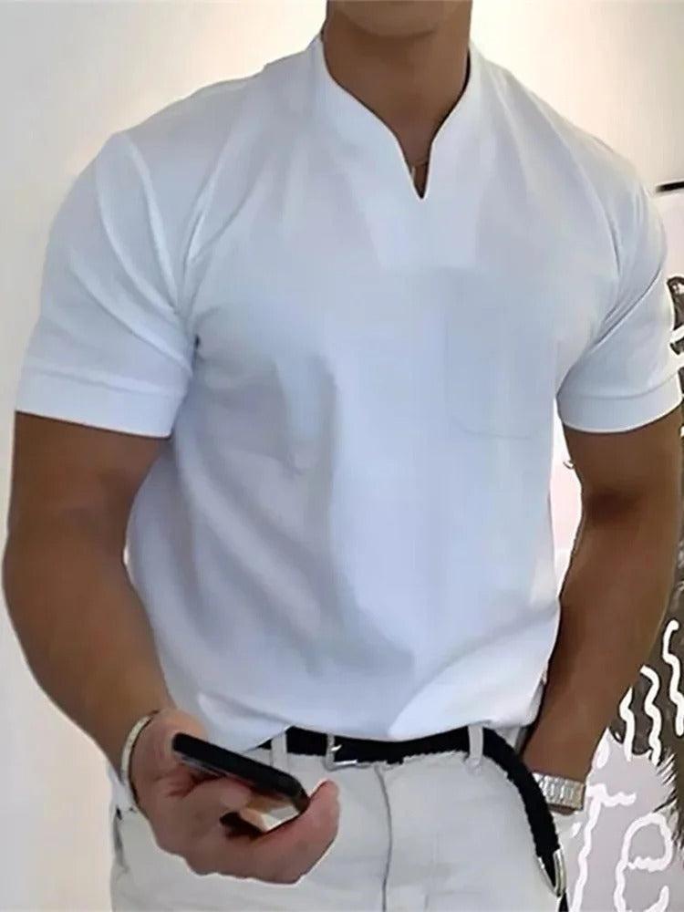 Enges Fitness-T-Shirt mit V-Ausschnitt für Männer